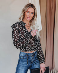 Gavin Floral Swiss Dot Crop Blouse