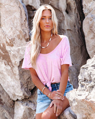 Get Goin' Scoop Neck Pocket Tee - Candy Pink