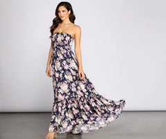 Getaway Girl Floral Smocked Tube Maxi Dress