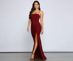 Gia Lace-Up Formal High-Slit Dress