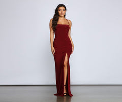 Gia Lace-Up Formal High-Slit Dress