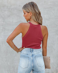 Gia Ribbed Knit Halter Tank - Sienna