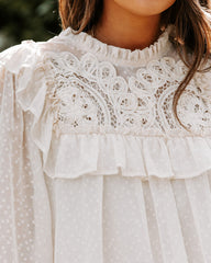 Giani Textured Crochet Ruffle Blouse