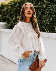 Giani Textured Crochet Ruffle Blouse