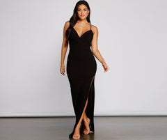 Giselle Formal High Slit Crepe Dress