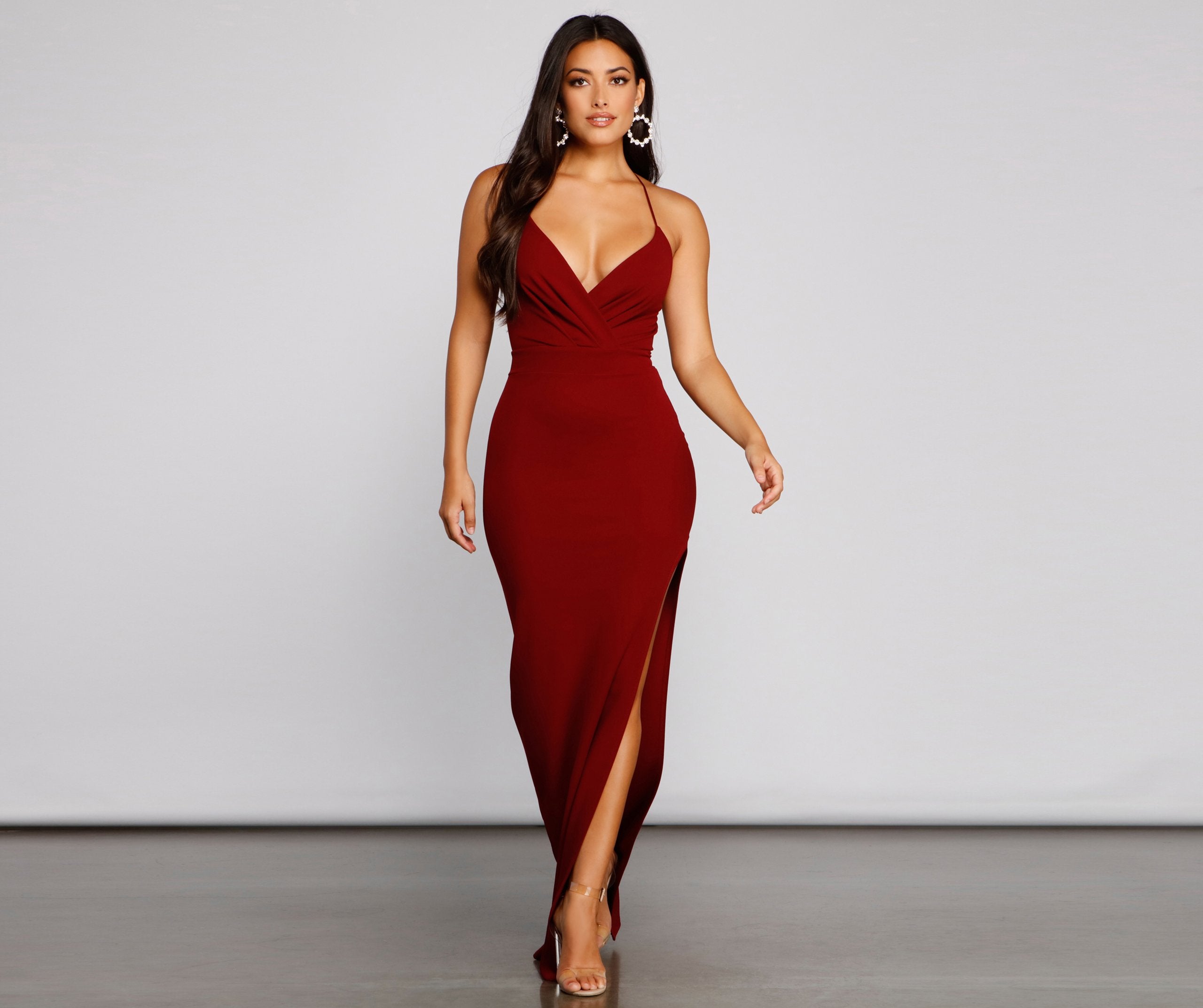 Giselle Formal High Slit Crepe Dress