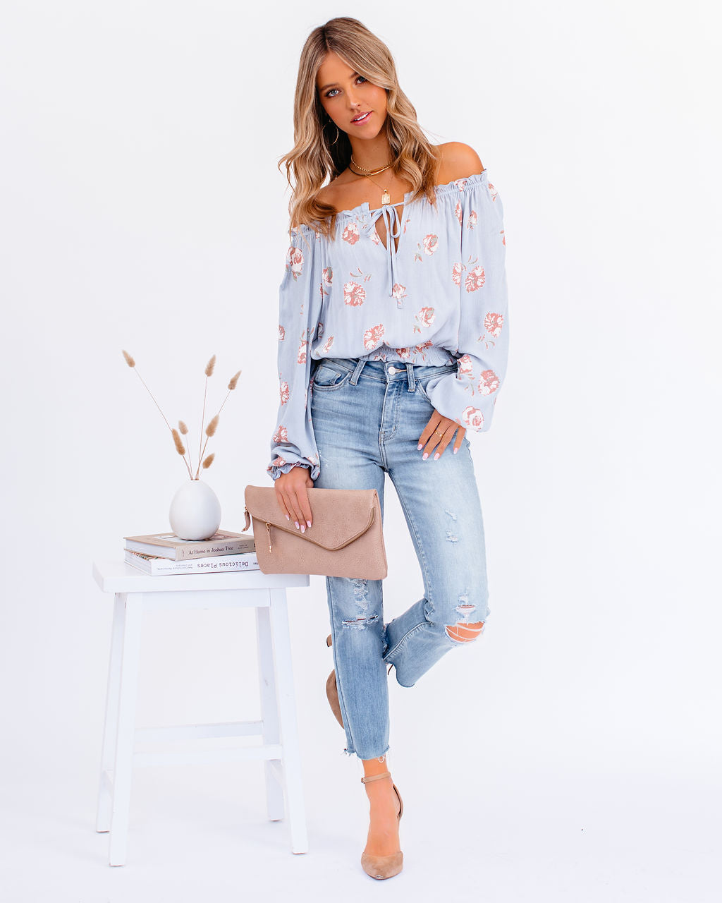 Give Me Love Floral Ruffle Off The Shoulder Top