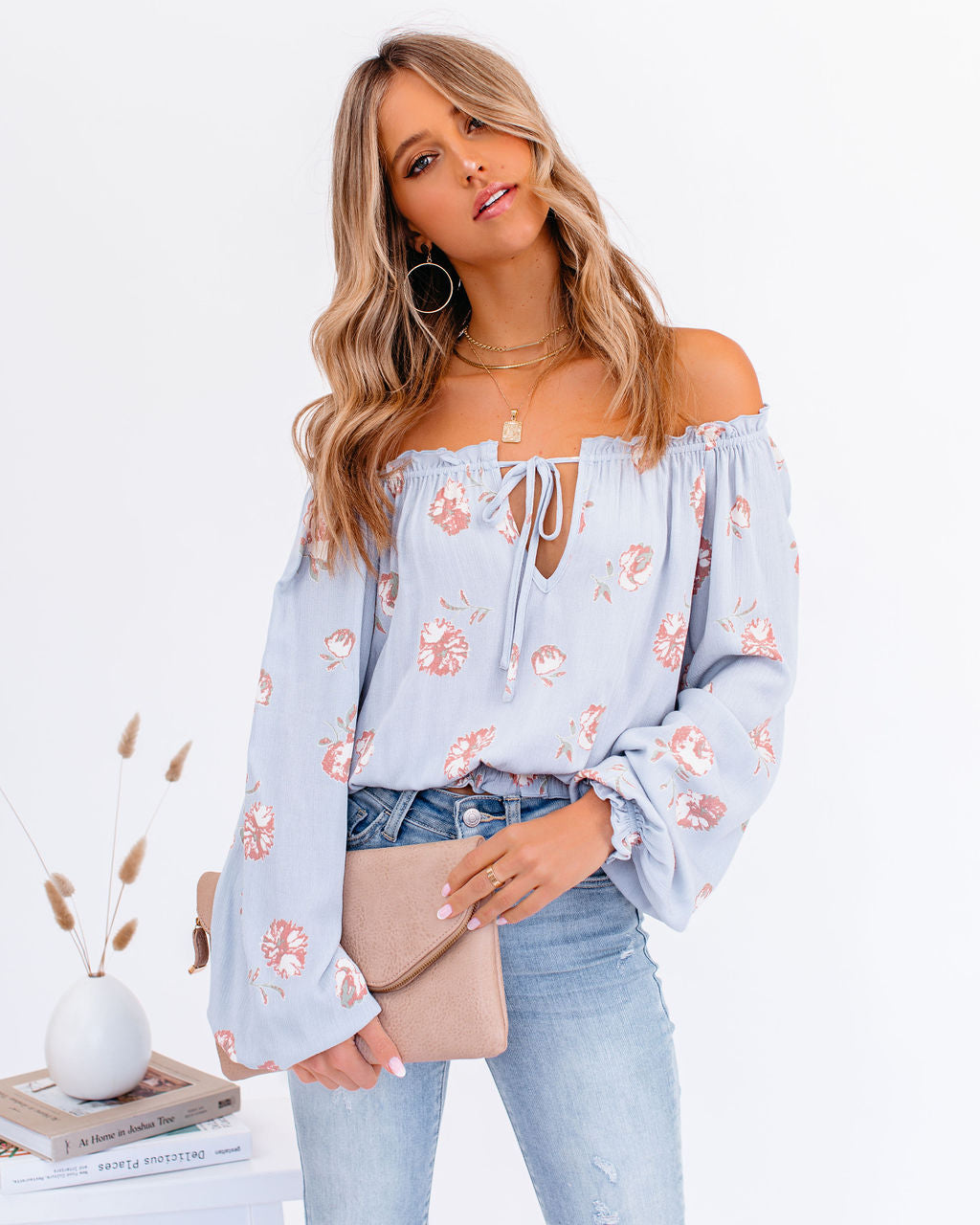 Give Me Love Floral Ruffle Off The Shoulder Top