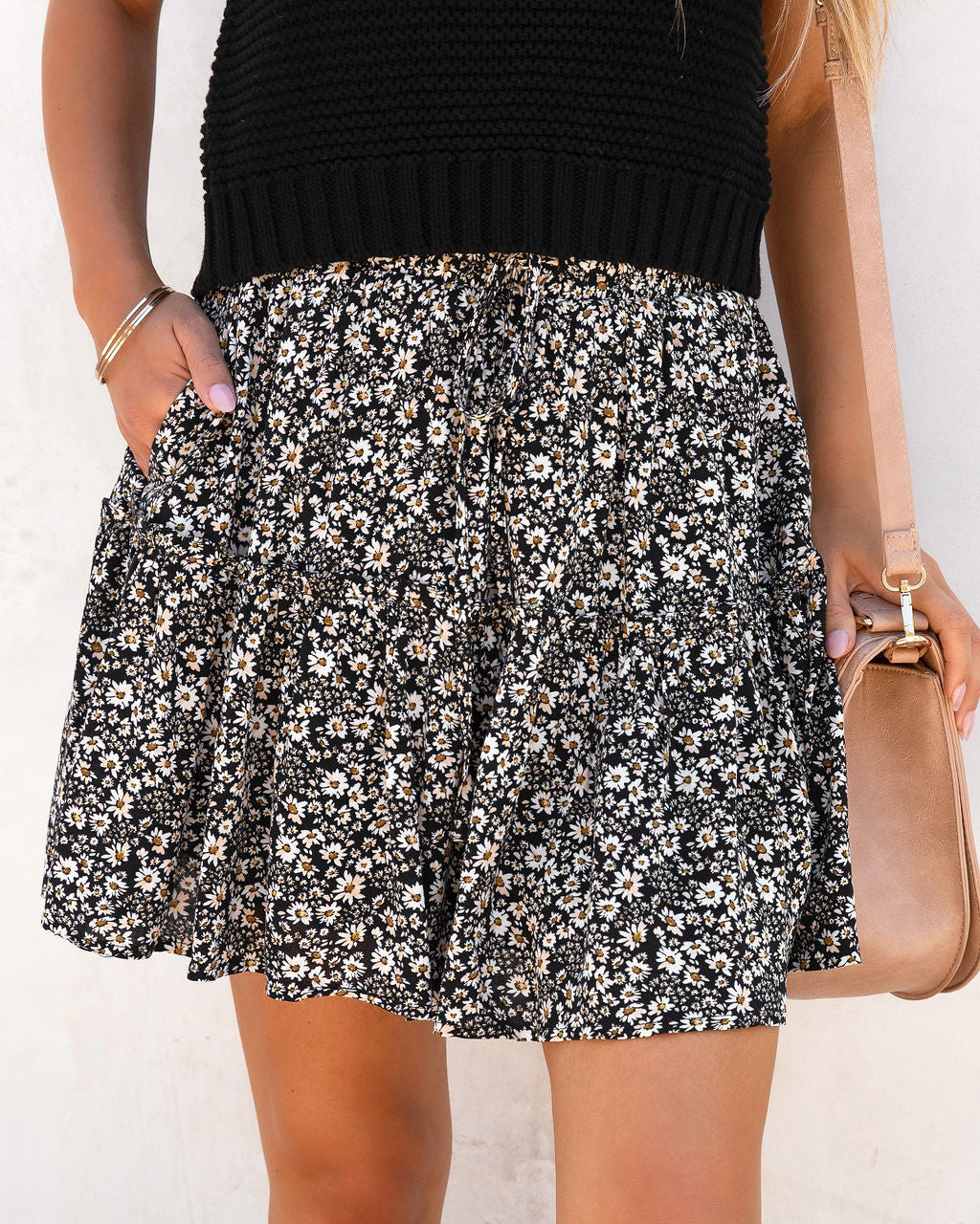 Glenda Floral Pocketed Mini Skirt