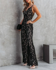 Glimpse Of Glam Lace Jumpsuit - Black