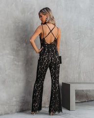 Glimpse Of Glam Lace Jumpsuit - Black