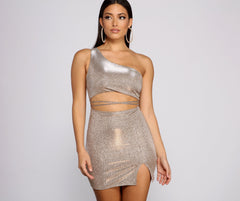 Glitter Goddess One Shoulder Mini Dress