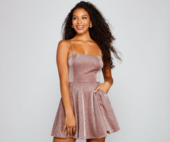 Glow Goals Glitter Knit Skater Dress