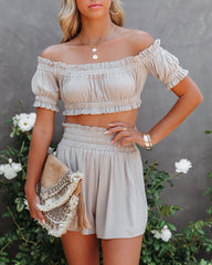 Gramm Off The Shoulder Crop Top - Sage