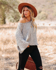 Gray Cotton Blend Crop Knit Sweater