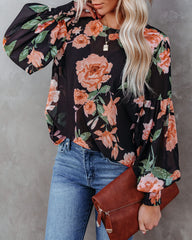 Great Heights Floral Blouse - Black