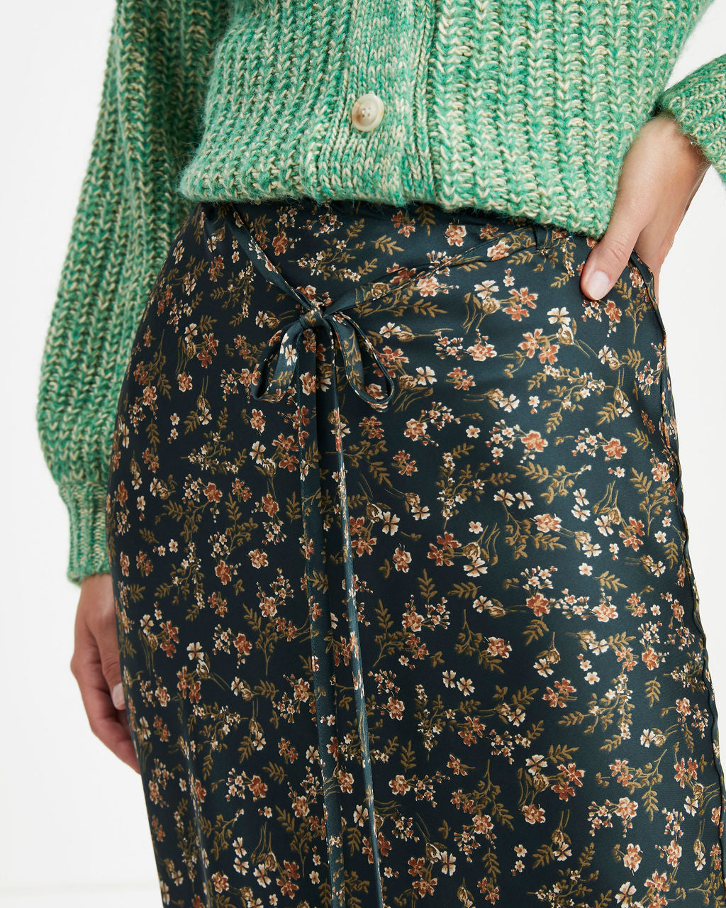 Great Impressions Satin Floral Midi Skirt