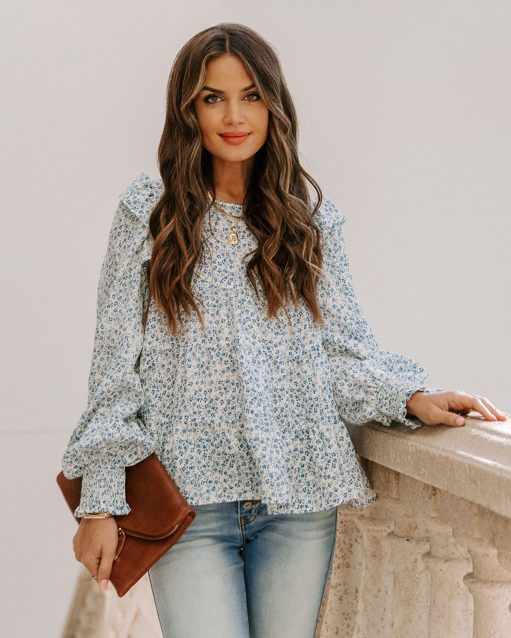 Haiden Smocked Floral Ruffle Blouse