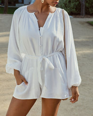 Hamptons Pocketed Romper - White