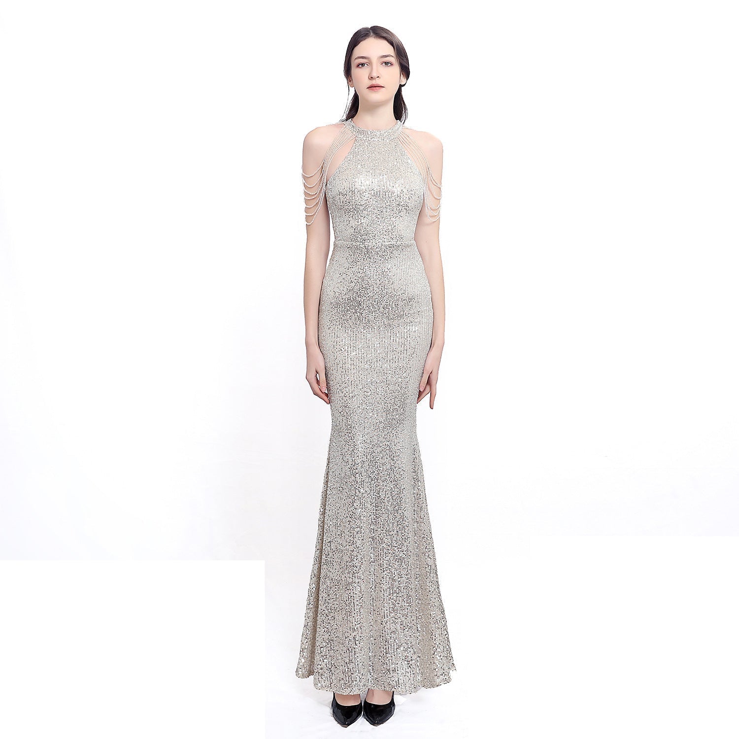 Harper formal sequin halterneck dress