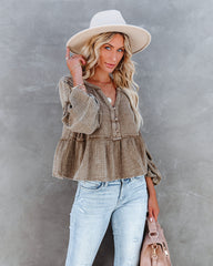 Havasu Crop Babydoll Top - Taupe