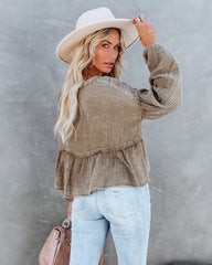 Havasu Crop Babydoll Top - Taupe