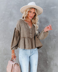 Havasu Crop Babydoll Top - Taupe