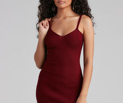 Hawt V-Neck Ribbed Sweater Dress