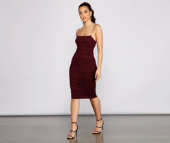 Heart Of Glam Ruched Midi Dress