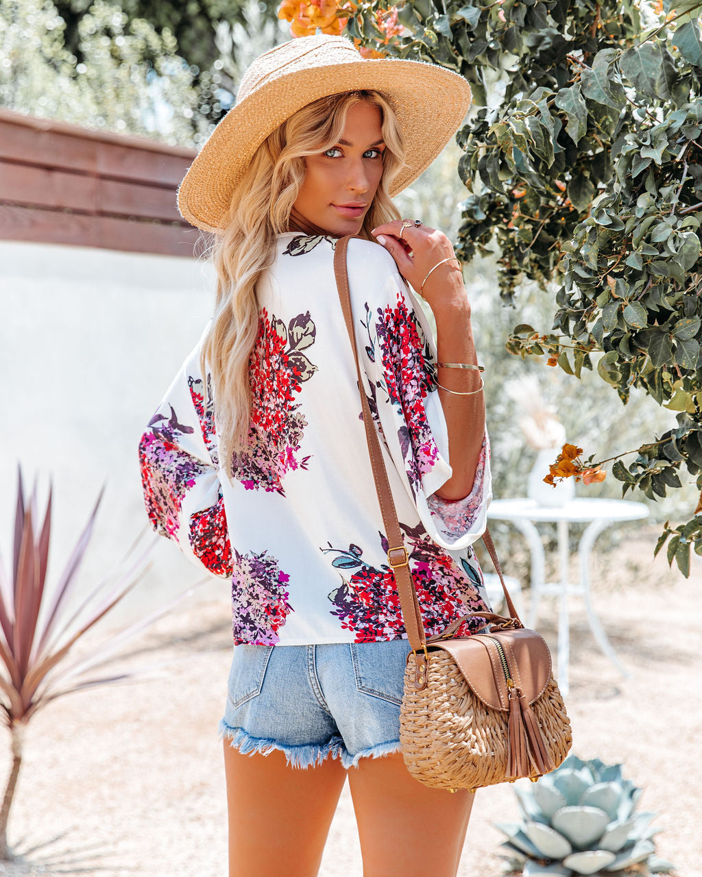 Heavenly Hydrangeas Floral Kimono Tie Top