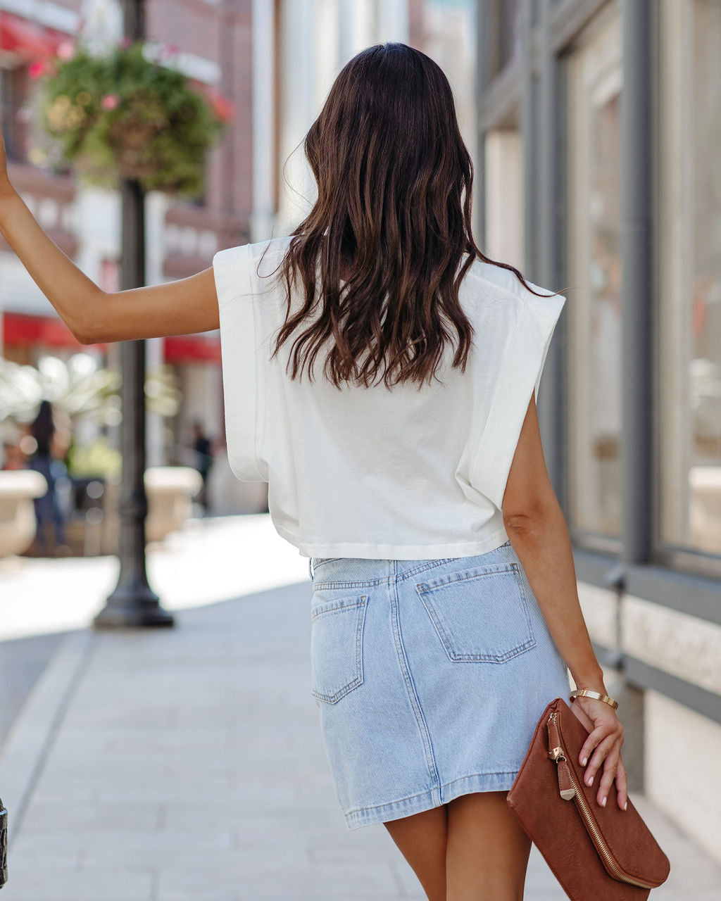 Henzley Criss Cross Denim Mini Skirt - Light Wash