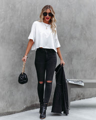 Her Cotton Cropped Tee - White