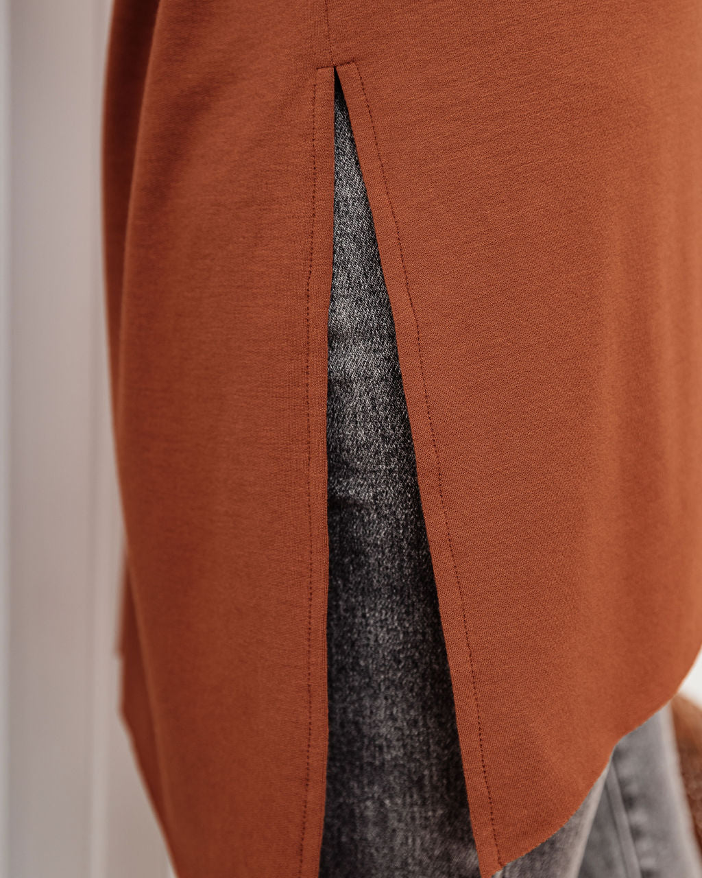 Holiday Weekend Cotton Long Sleeve Tunic - Rust