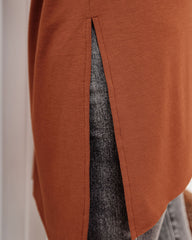 Holiday Weekend Cotton Long Sleeve Tunic - Rust