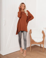 Holiday Weekend Cotton Long Sleeve Tunic - Rust