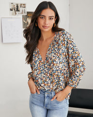 Hopyard Floral Split Neck Blouse