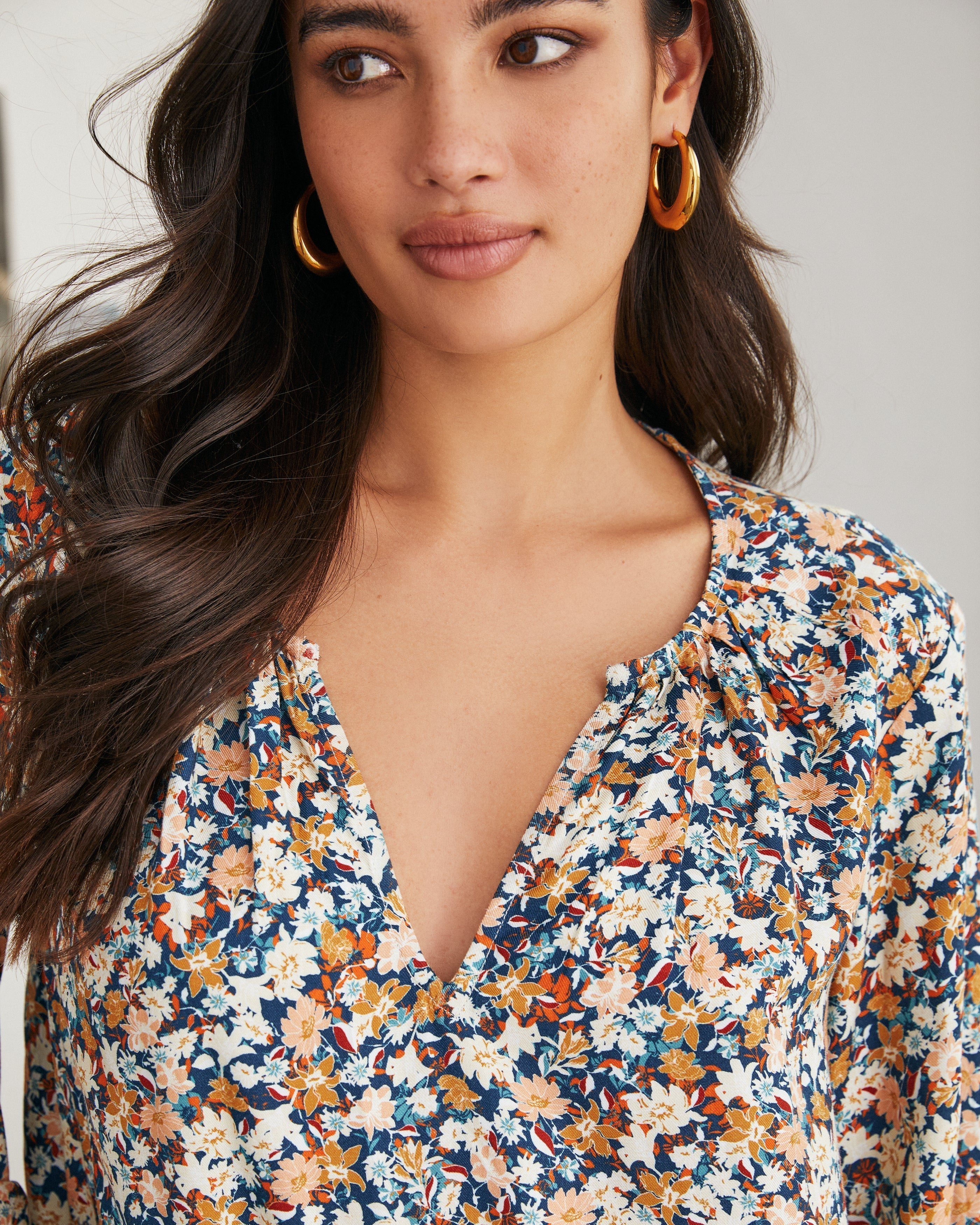 Hopyard Floral Split Neck Blouse