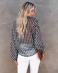 Huntsville Gingham Ruffle Tie Blouse