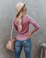 Huxley Cotton Blend Henley Top - Dark Mauve