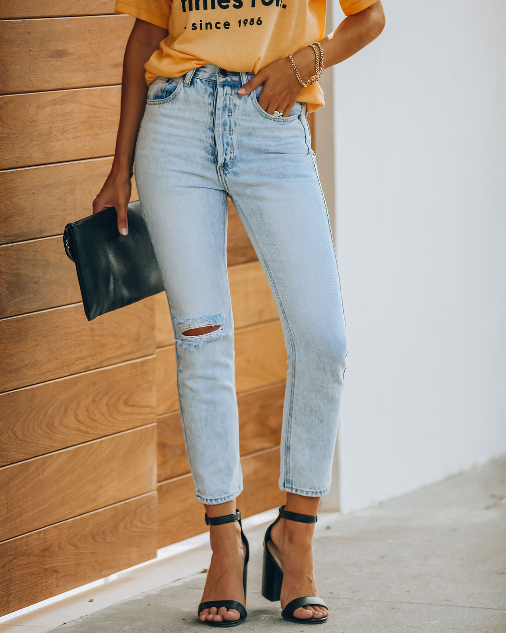 Lennon Distressed High Rise Denim