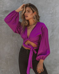 Icon Balloon Sleeve Wrap Blouse