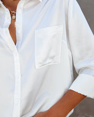 Impulse Satin Button Down Blouse - White