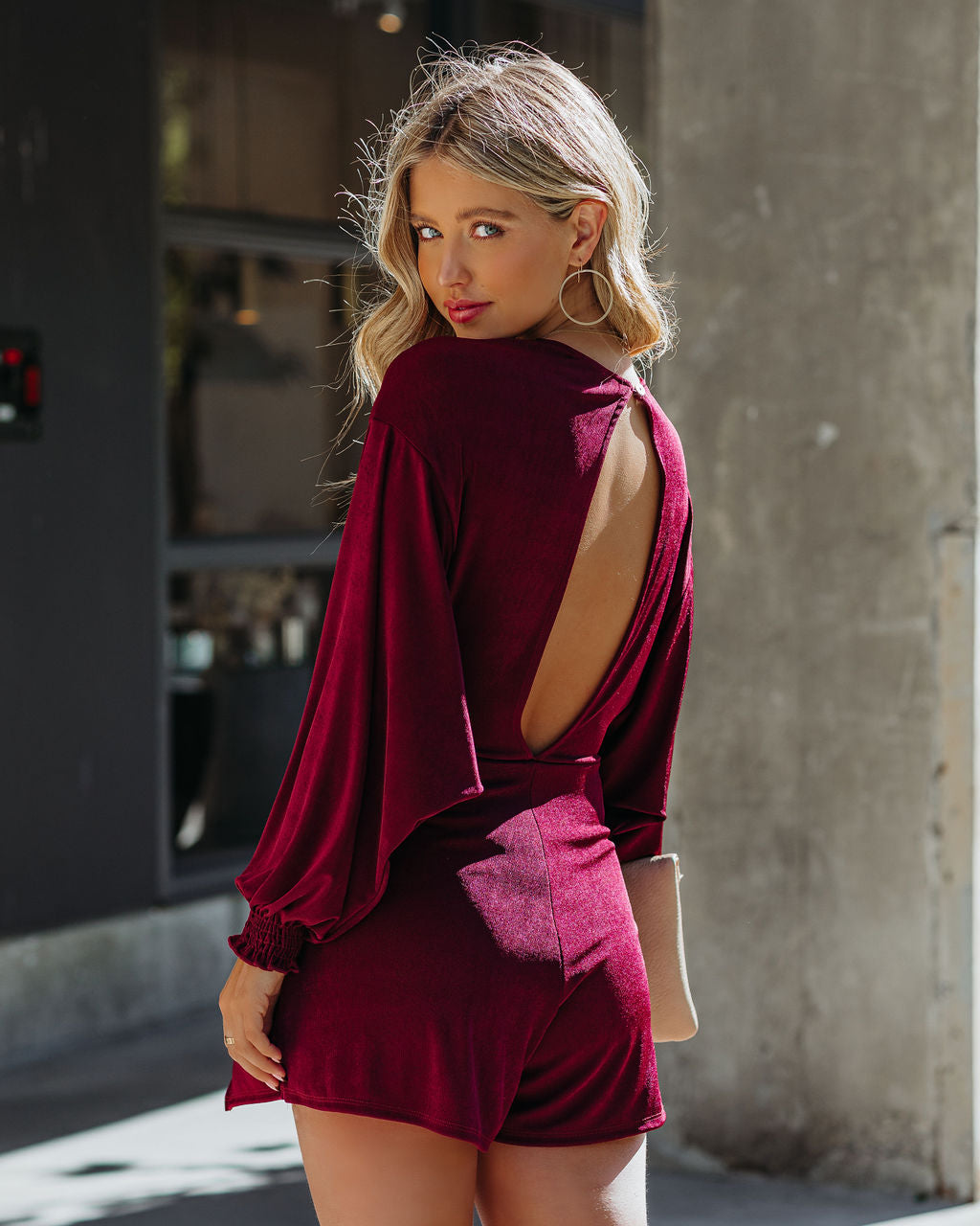 In The Mix Twist Front Knit Romper - Wine