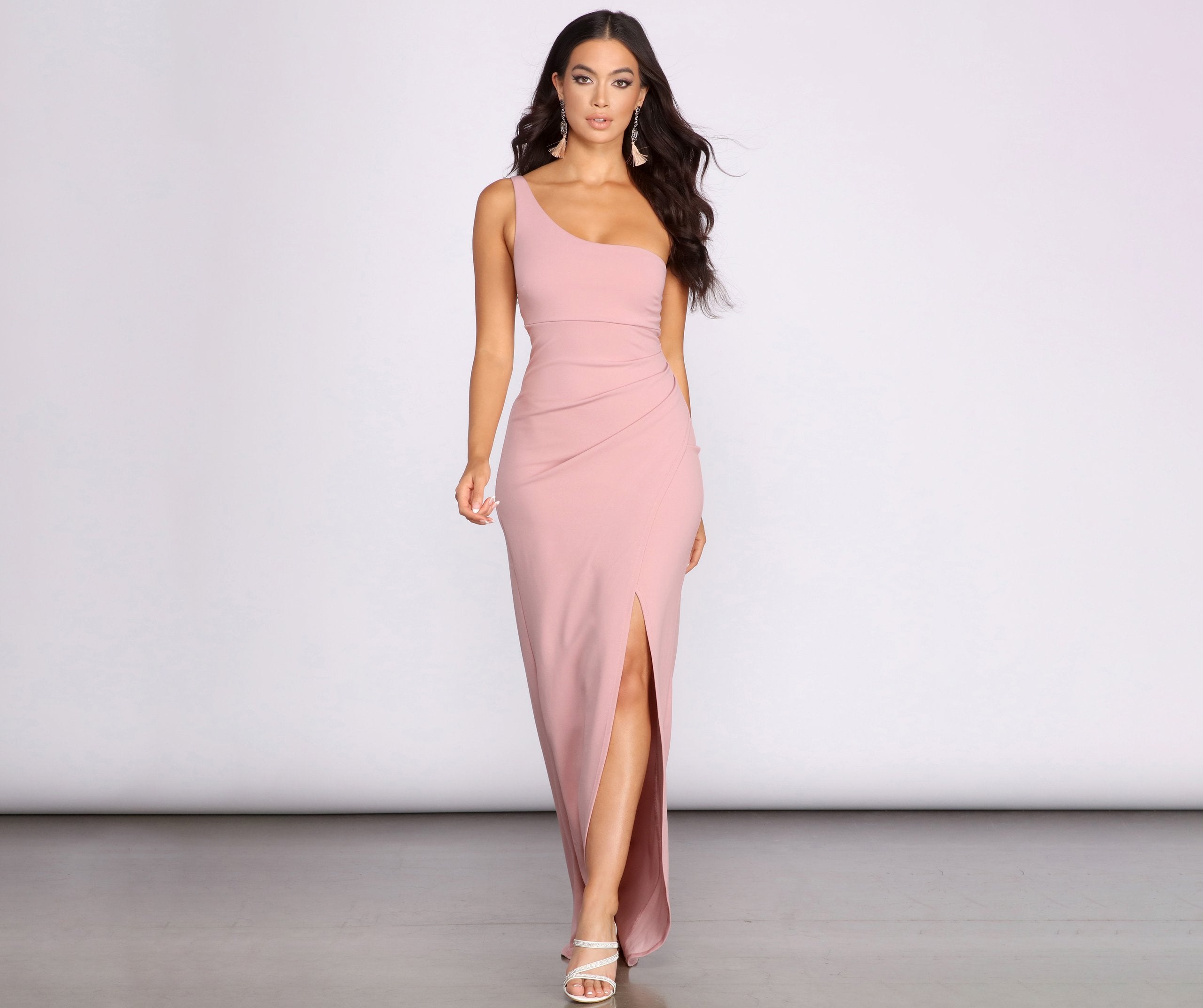 Iris One Shoulder Crepe Dress