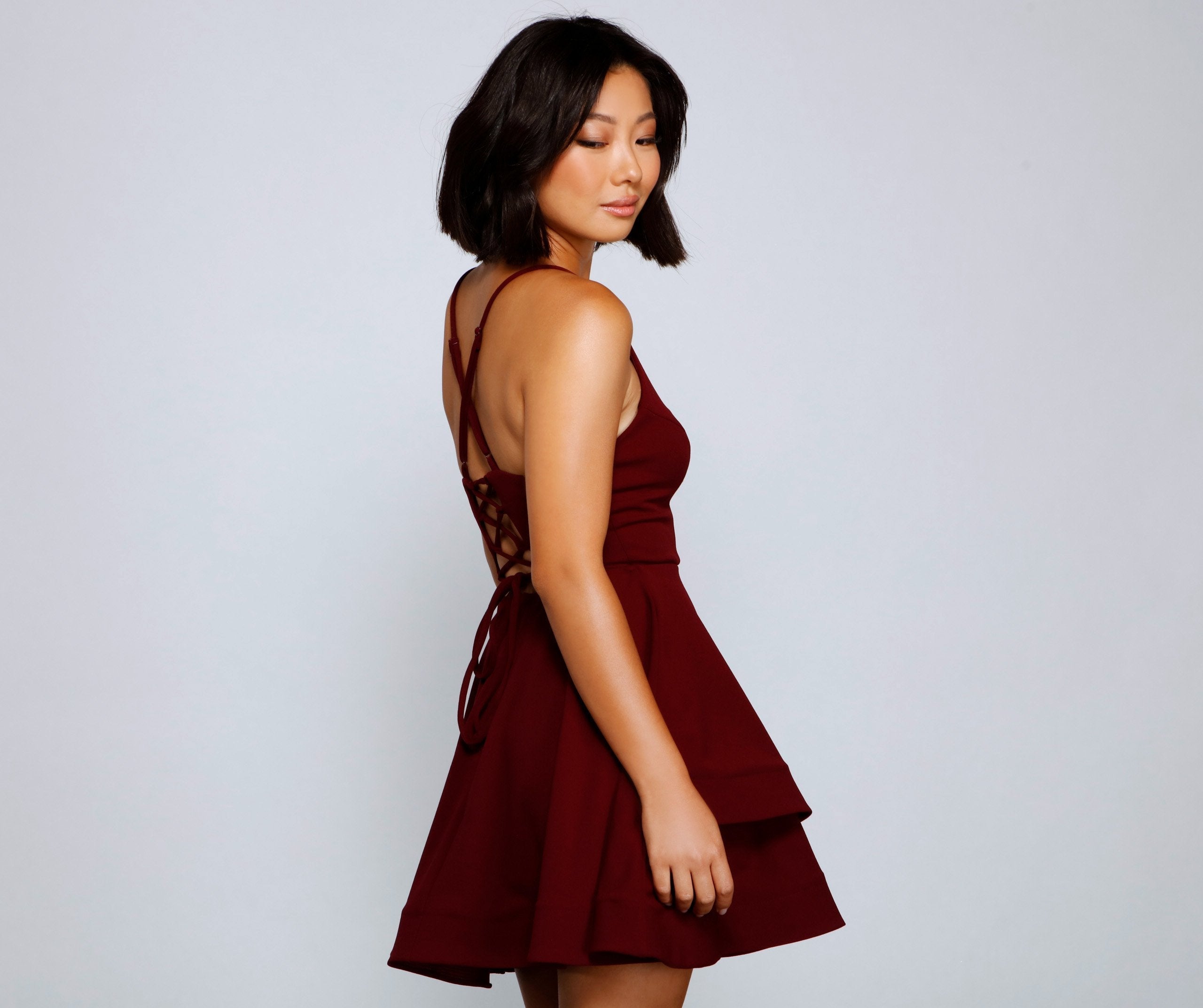 Isabella Lace-Up Back Skater Dress