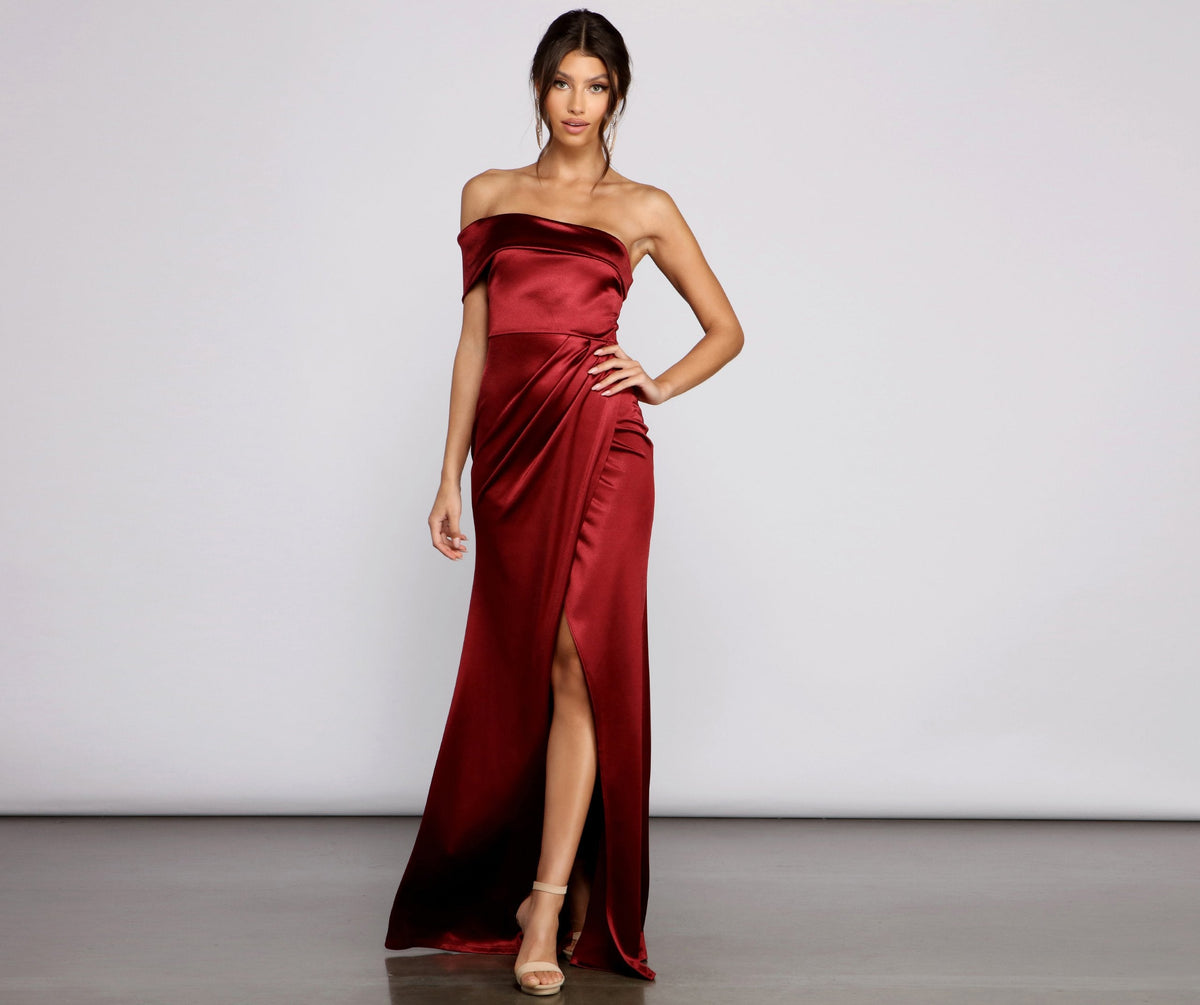 Isla Formal One Shoulder Satin Dress