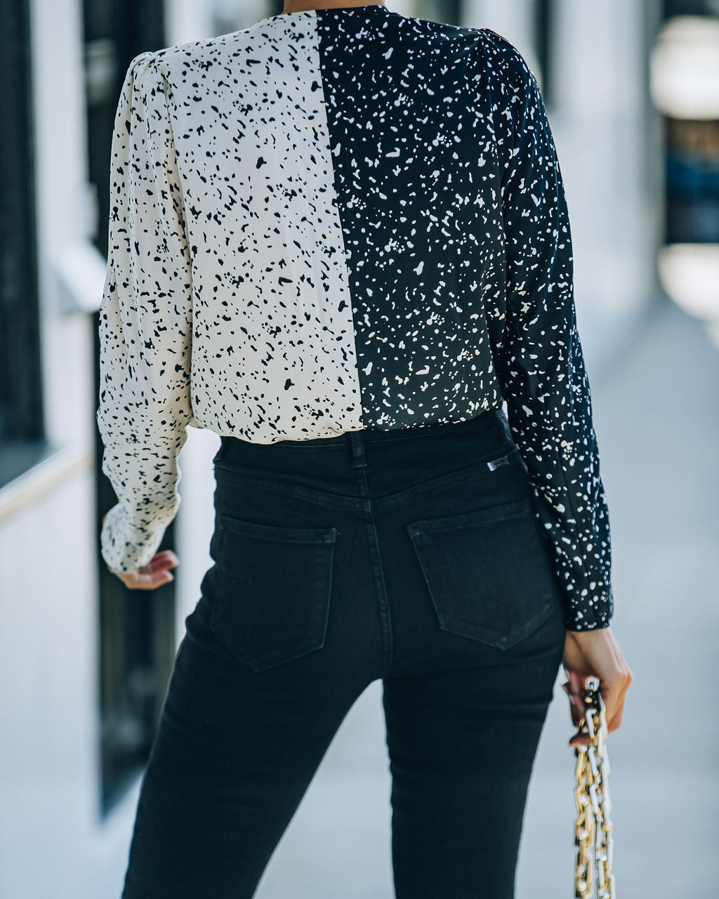 It's All Black + White Contrast Drape Bodysuit