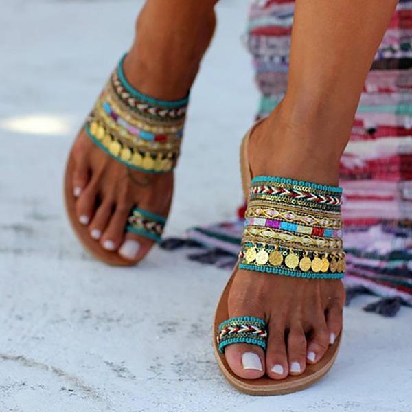 Ethnic Boho Style Toe Ring Sandals