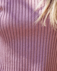 Janice Ribbed Crop Turtleneck Top - Lavender