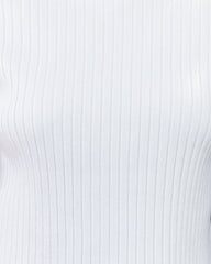 Janice Ribbed Crop Turtleneck Top - Off White